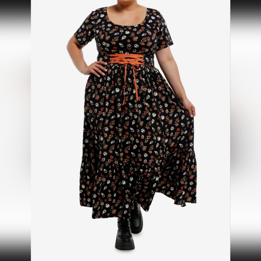 Her Universe The Nightmare Before Christmas Floral Lace Up Maxi Dress
